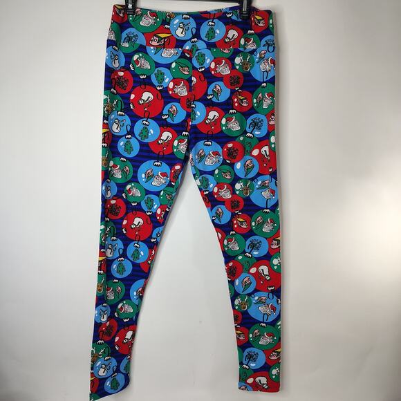 LuLaRoe Pants - LuLaRoe Leggings Women's Tall &‎ Curvy Christmas Ornament Pattern Santa Elves